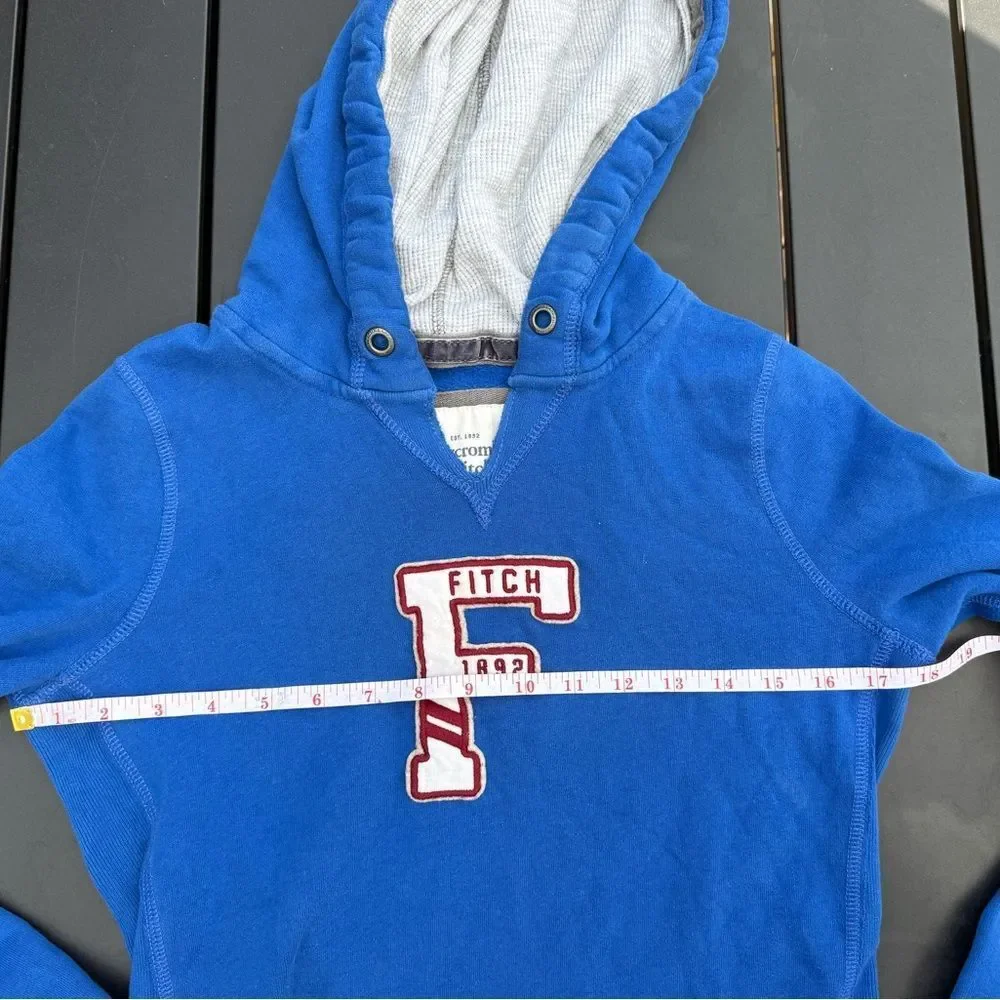 Y2K Abercrombie & Fitch Blue Logo Pullover Hoodie Mens size Medium